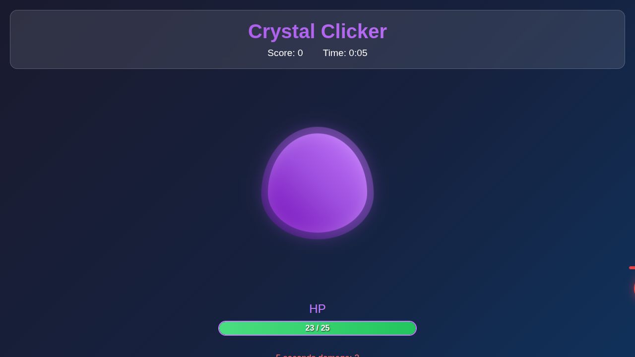 Crystal Clicker running on PLAY (desktop)