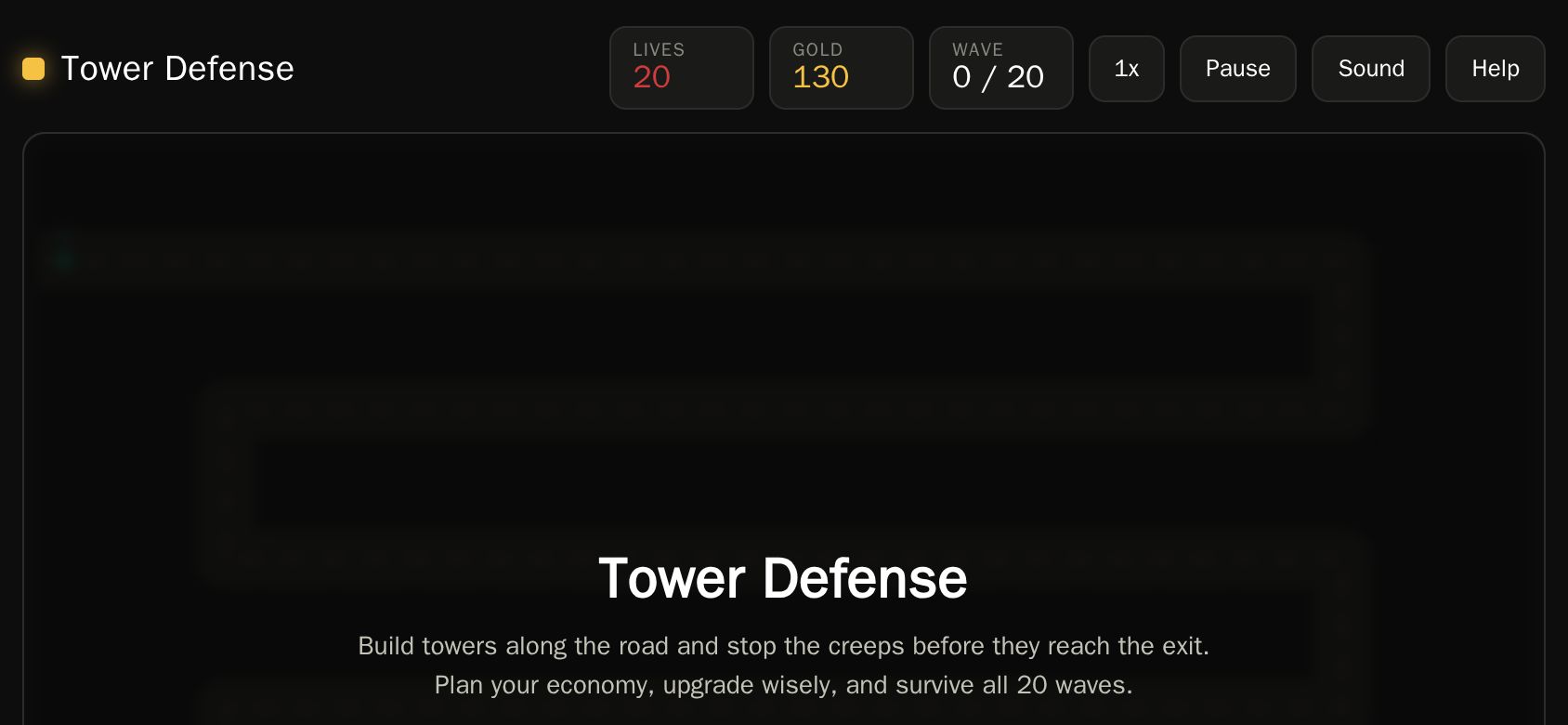 Canvas Tower Defense running on PLAY (phone)