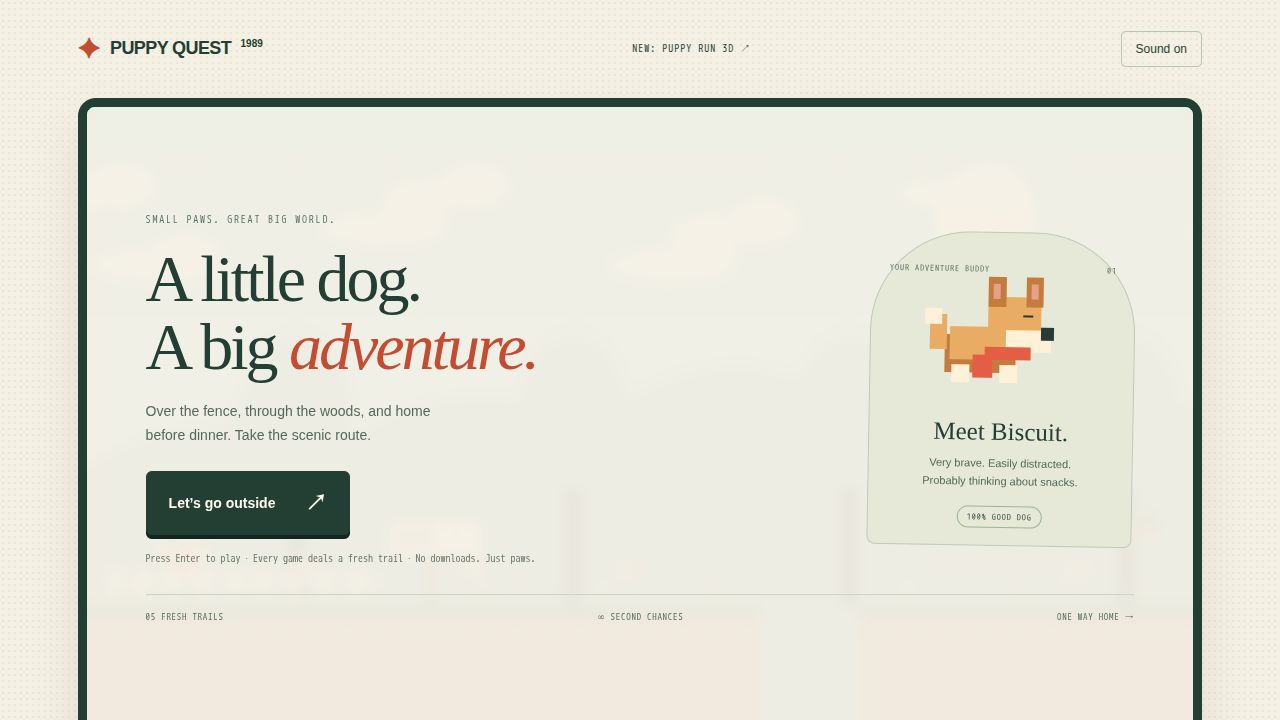 Puppy Quest running on PLAY (desktop)