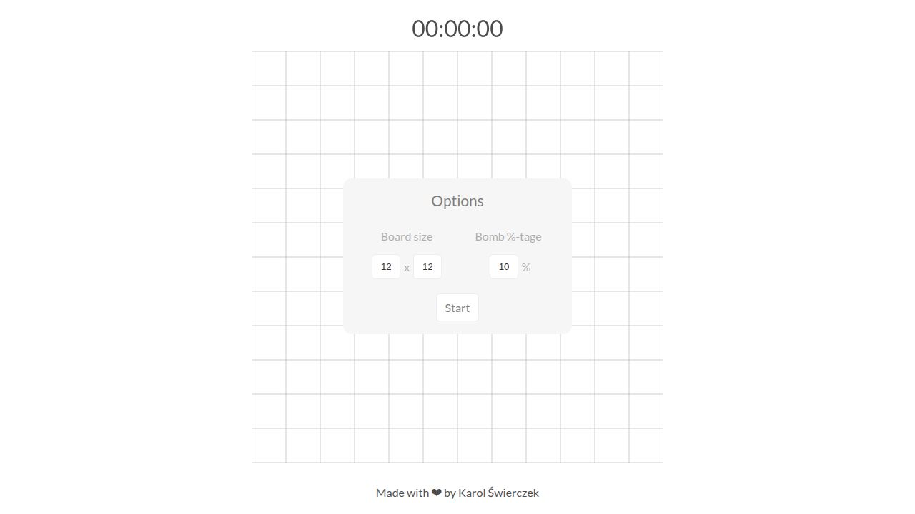 ES6 Minesweeper running on PLAY (desktop)