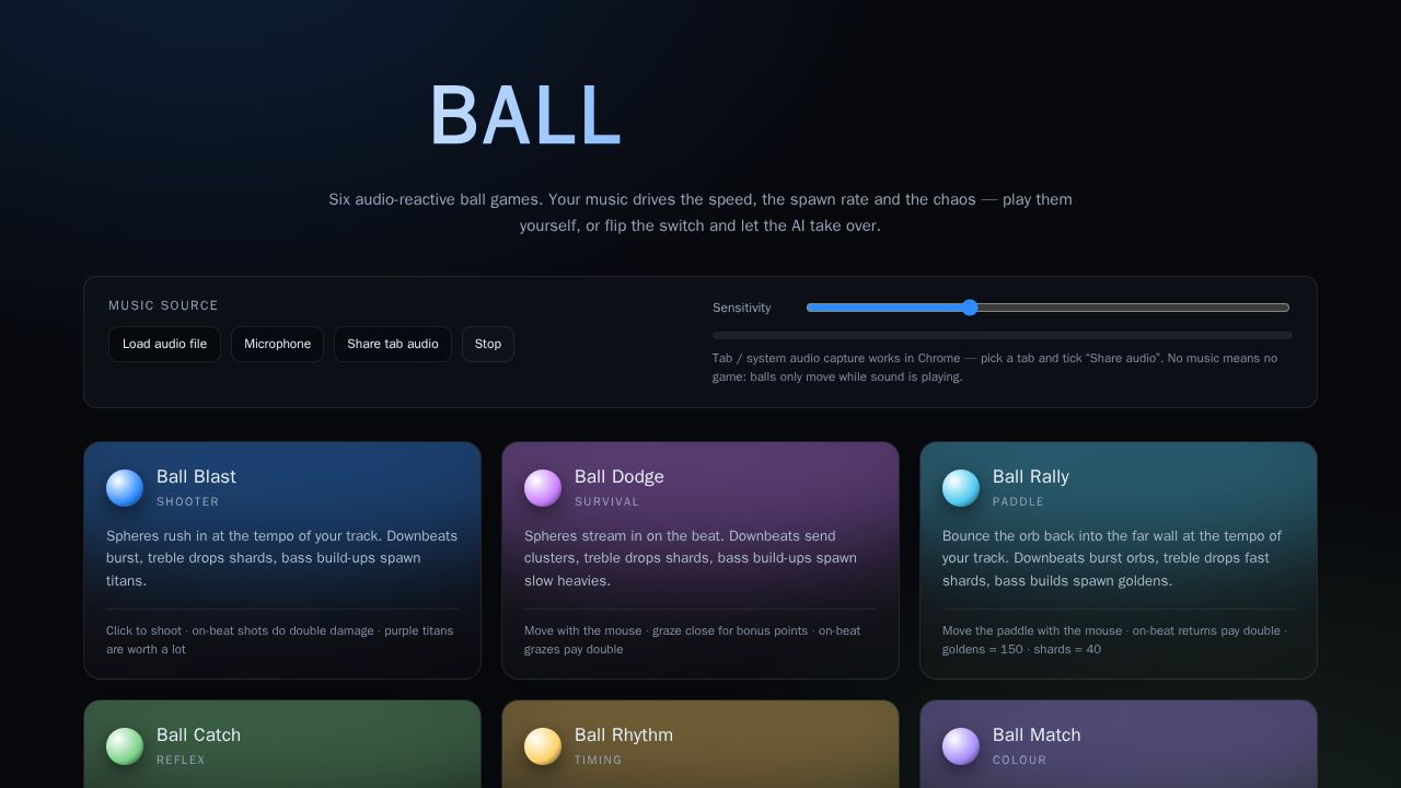 Ball Arcade running on PLAY (desktop)