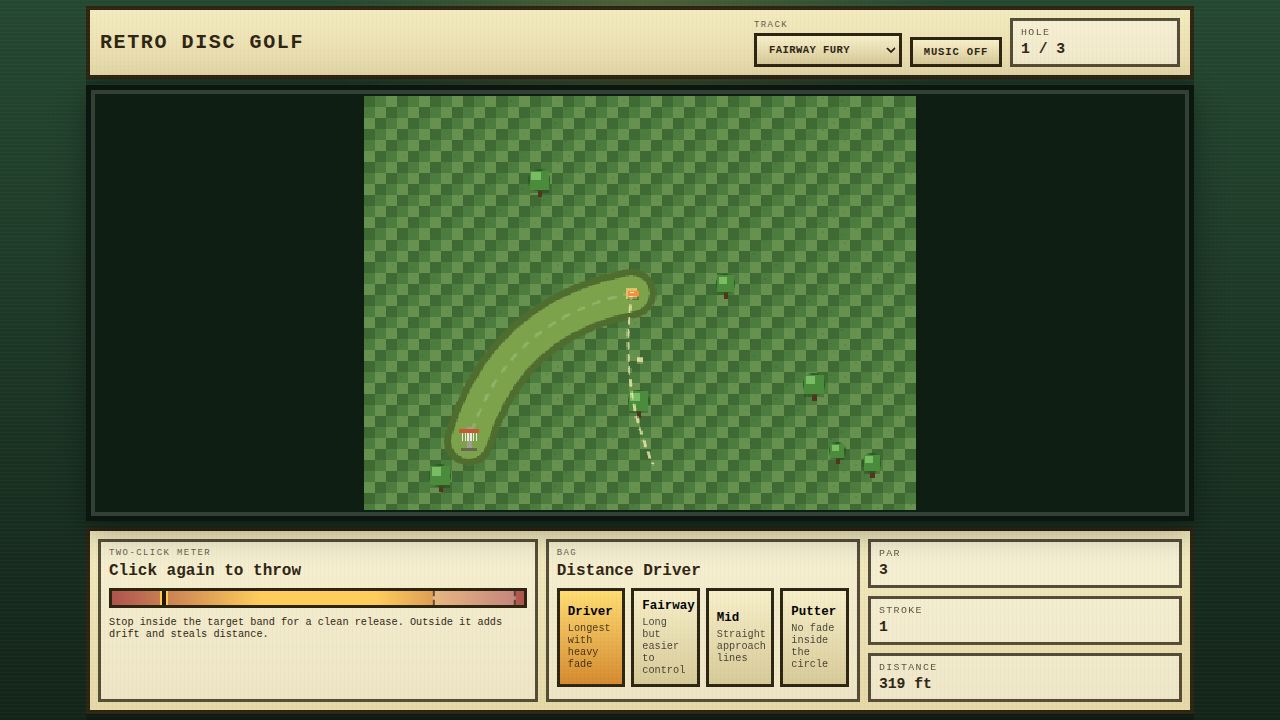 Retro Disc Golf running on PLAY (desktop)