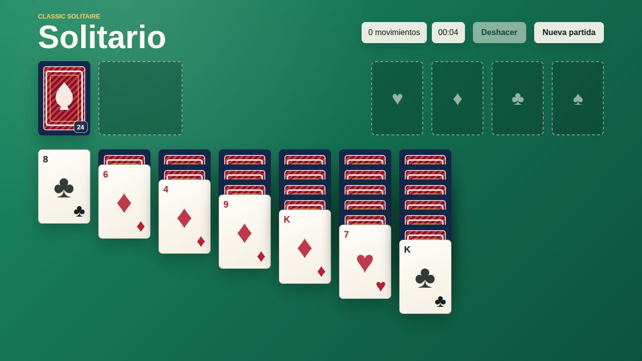 Classic Solitaire running on PLAY (desktop)