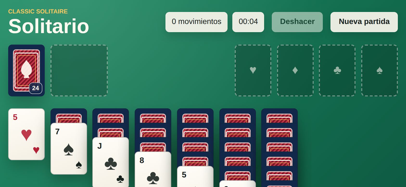 Classic Solitaire running on PLAY (phone)