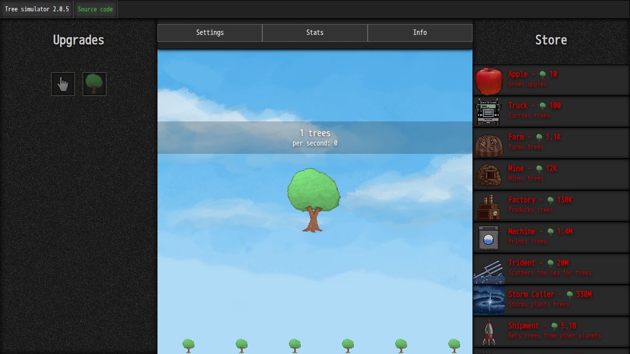 Tree Simulator running on PLAY (desktop)