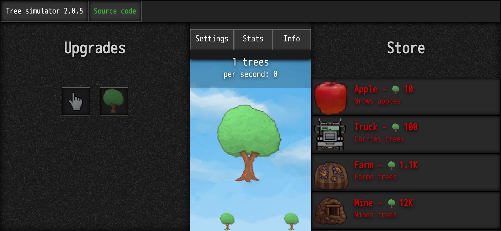 Tree Simulator running on PLAY (phone)