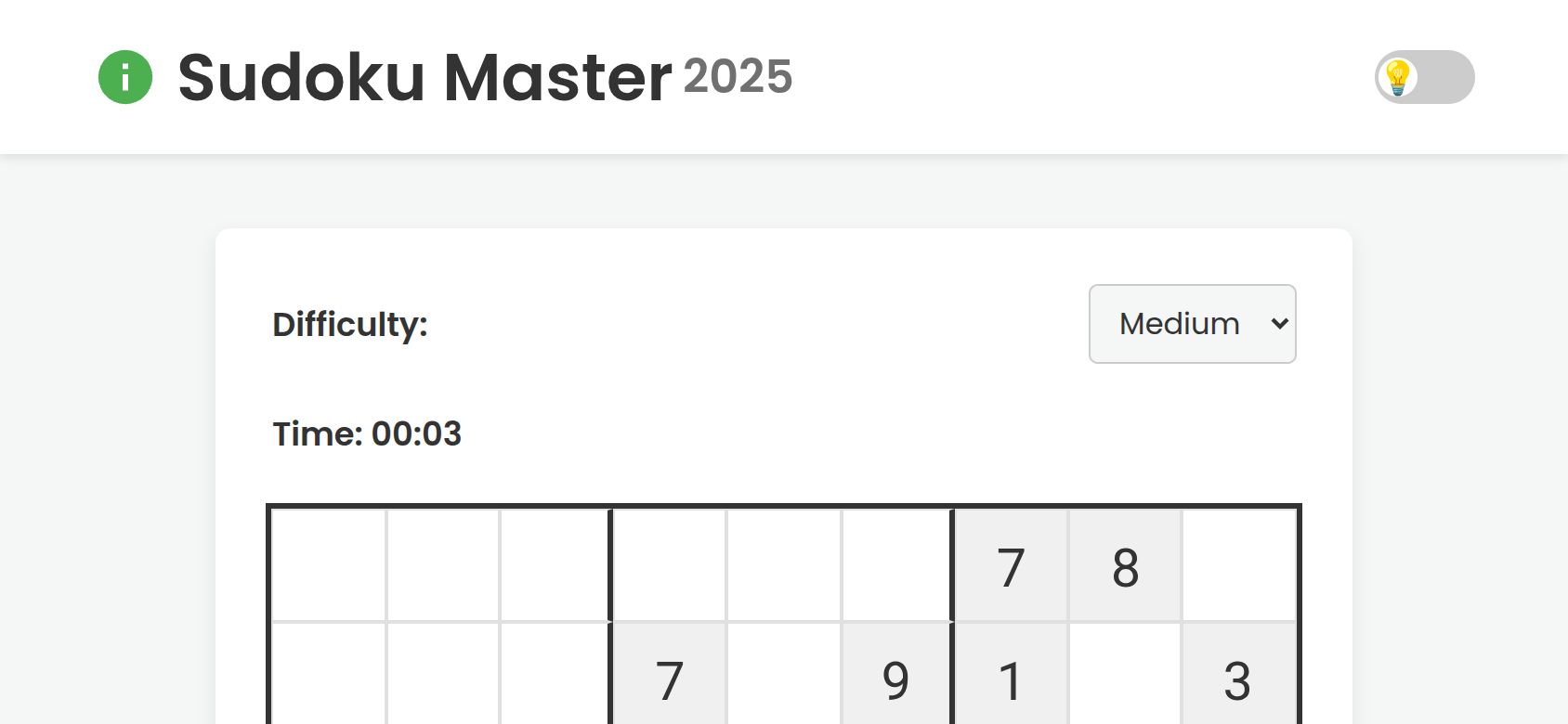 Sudoku Master running on PLAY (phone)