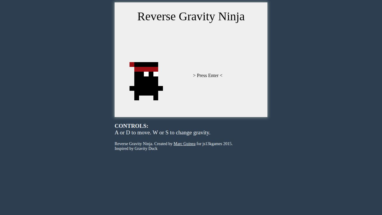 Reverse Gravity Ninja running on PLAY (desktop)