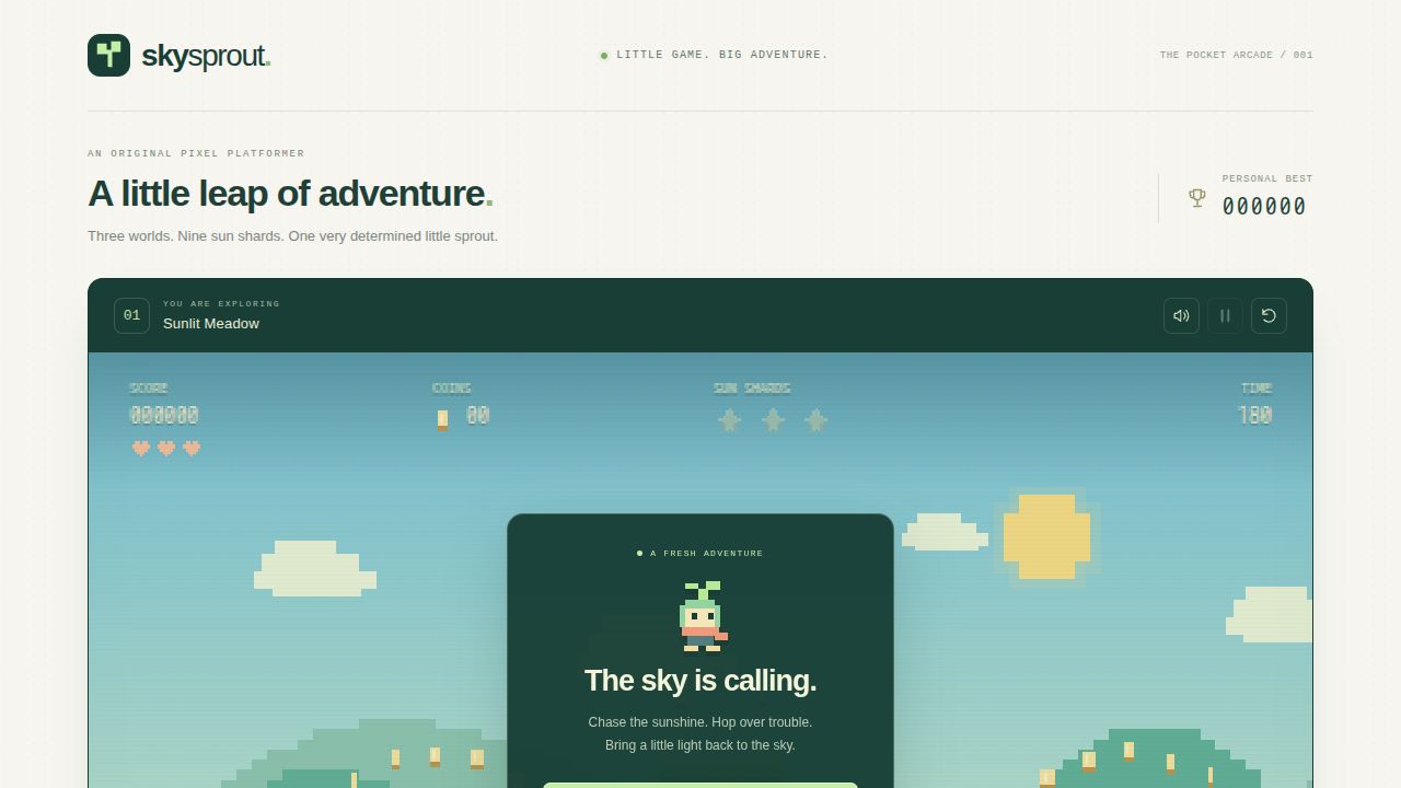 SkySprout running on PLAY (desktop)