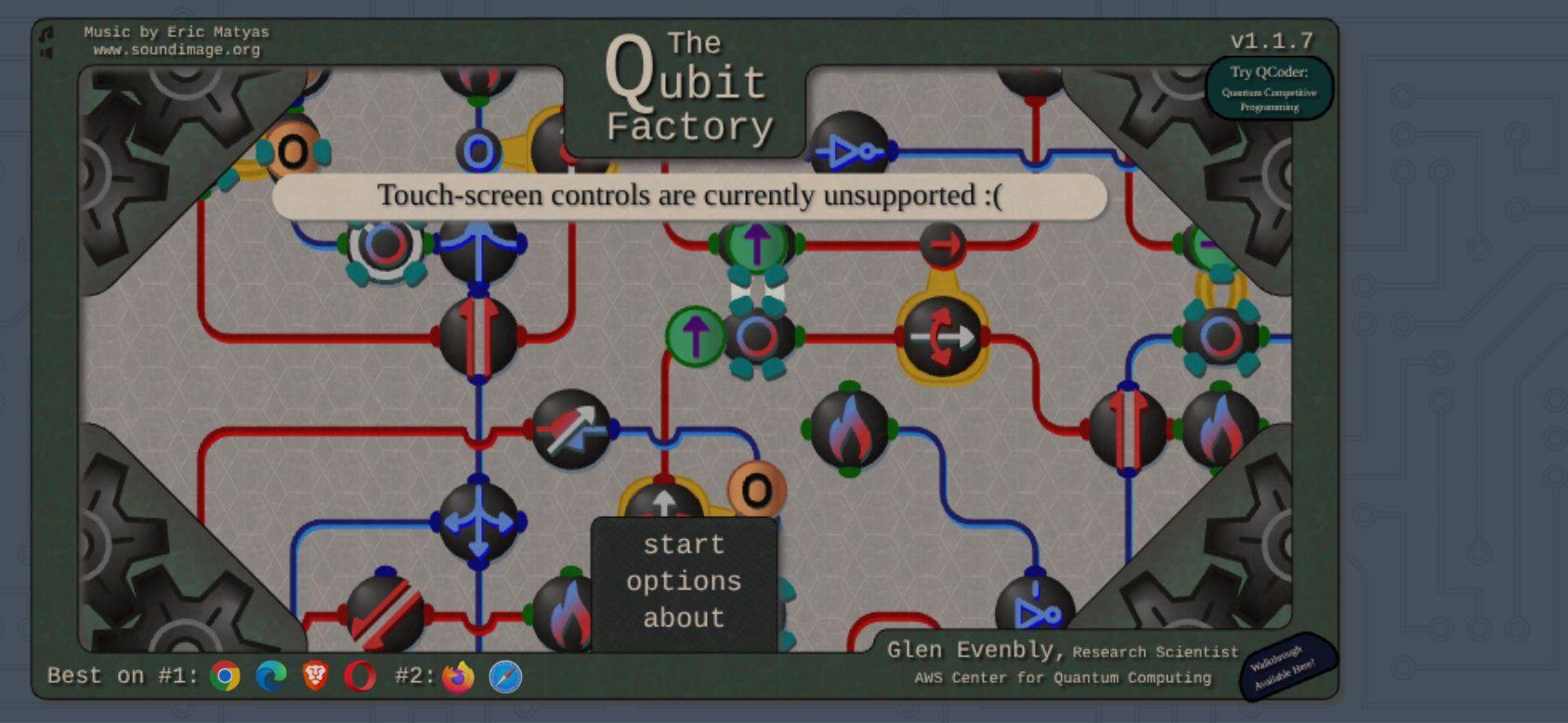 The Qubit Factory running on PLAY (phone)