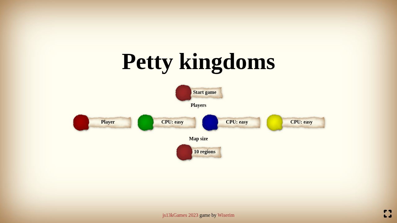 Petty Kingdoms running on PLAY (desktop)
