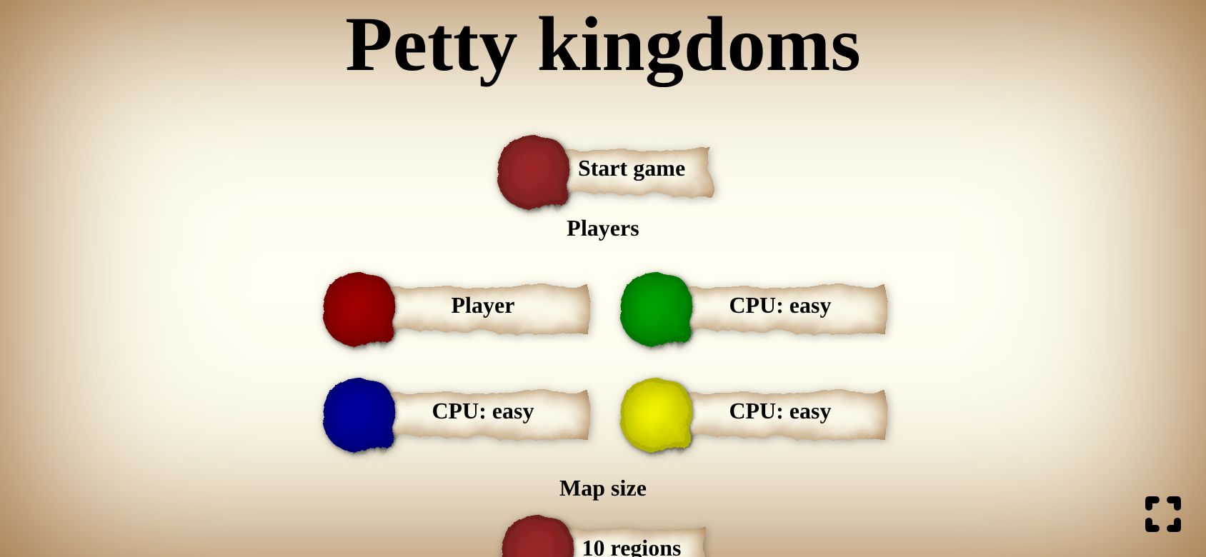 Petty Kingdoms running on PLAY (phone)