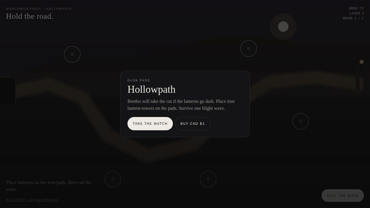 Hollowpath running on PLAY (desktop)
