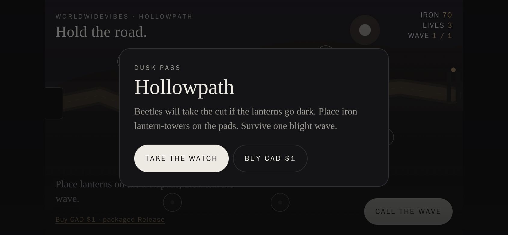 Hollowpath running on PLAY (phone)