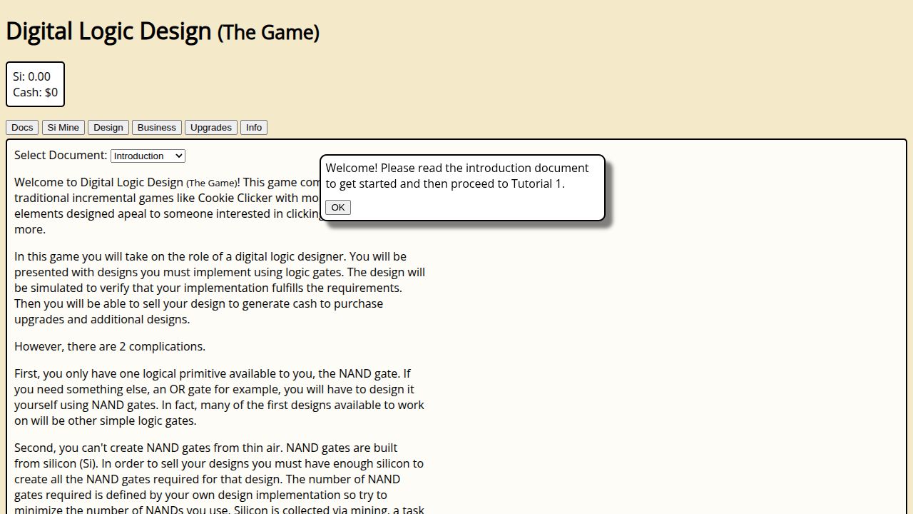 Digital Logic Design (The Game) running on PLAY (desktop)