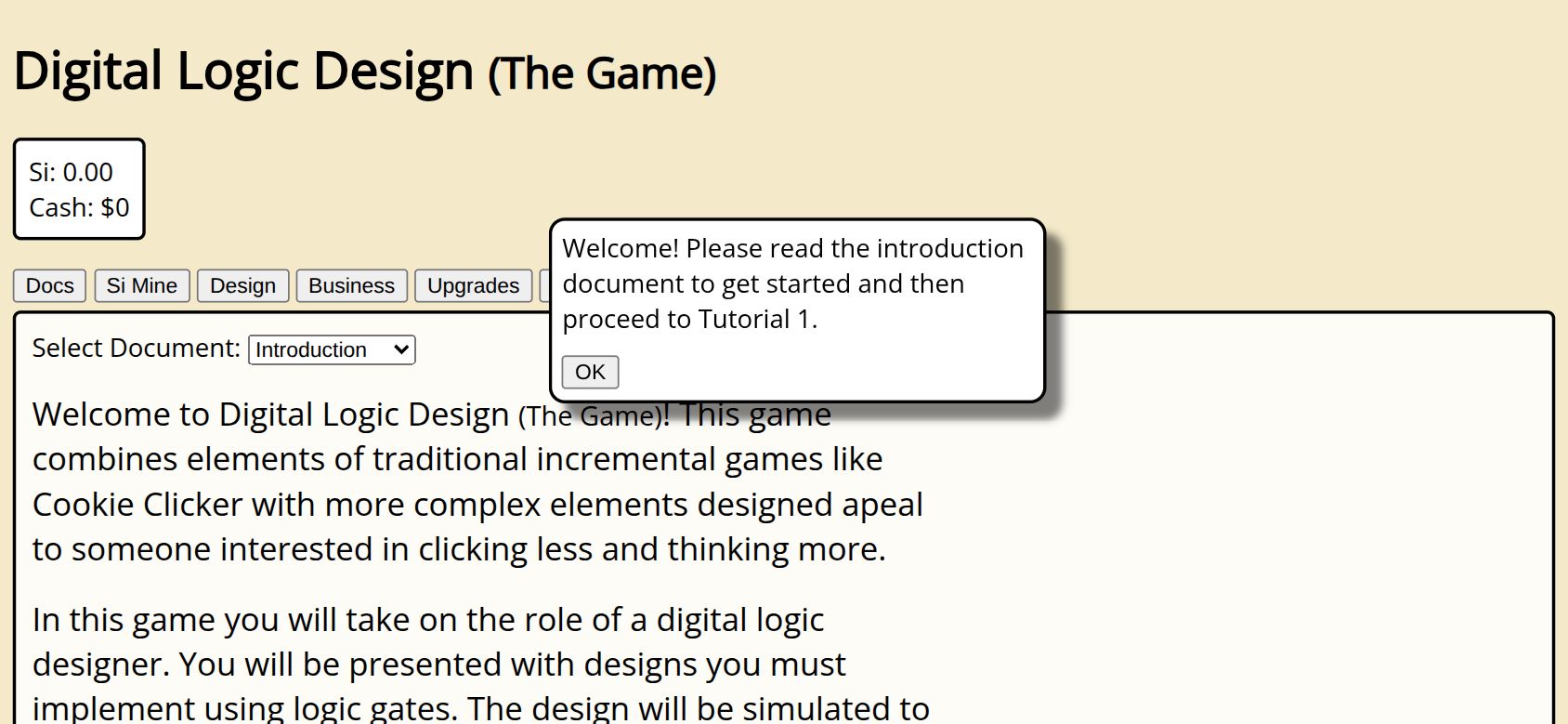 Digital Logic Design (The Game) running on PLAY (phone)
