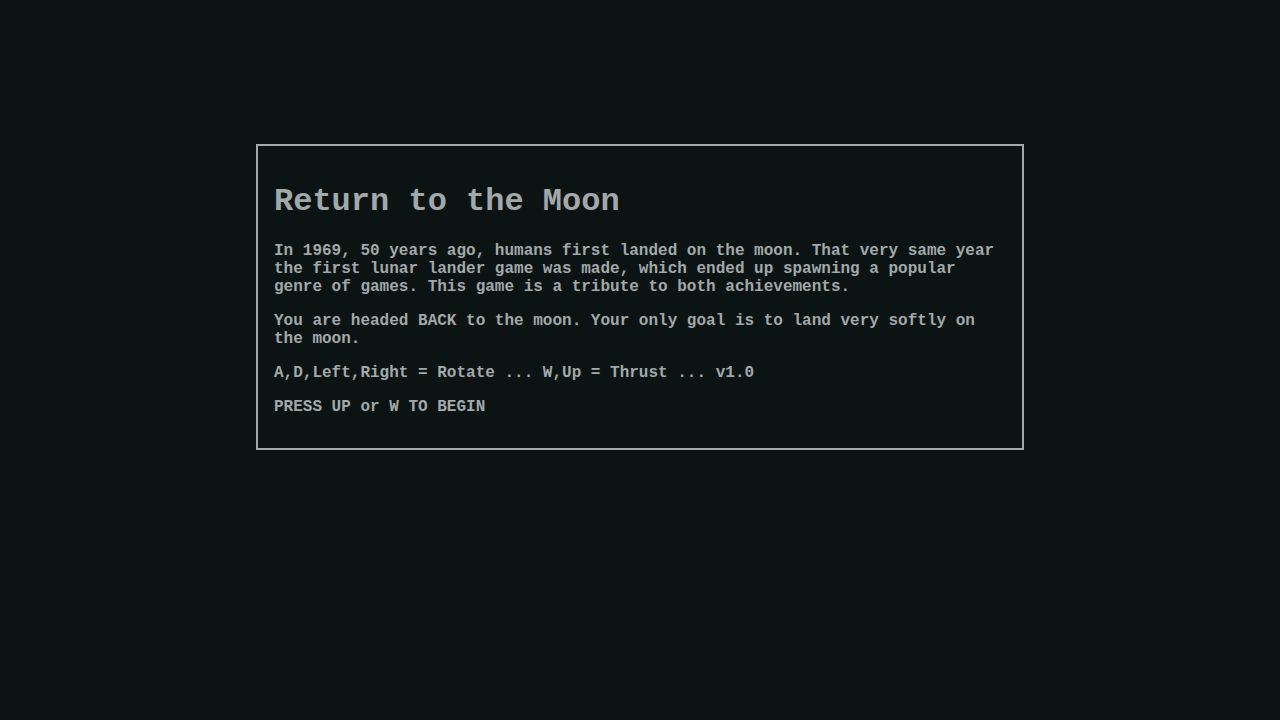 Return to the Moon running on PLAY (desktop)