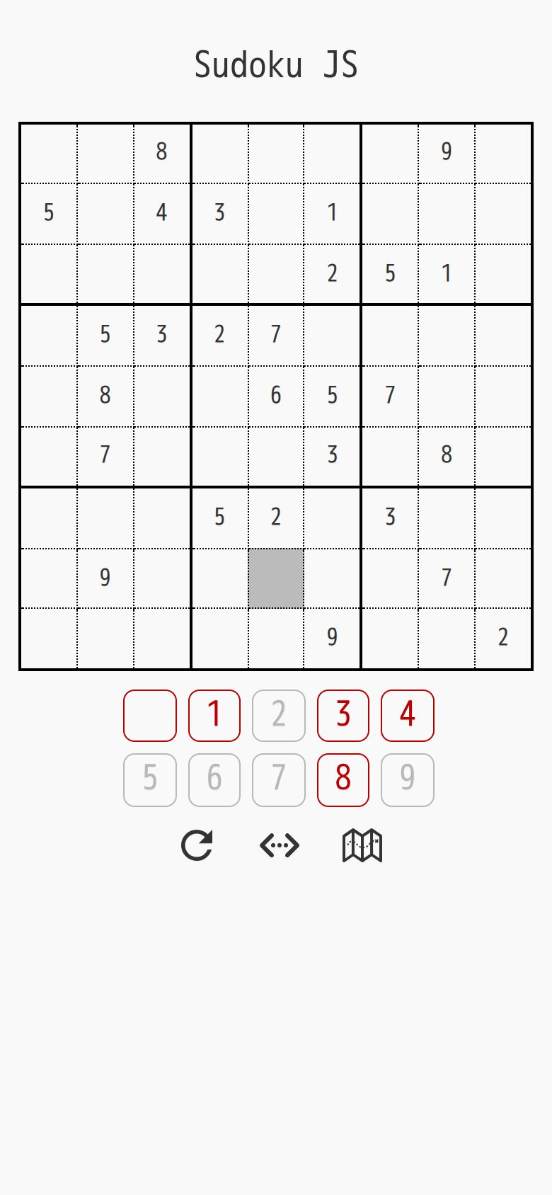 Sudoku JS running on PLAY (phone)