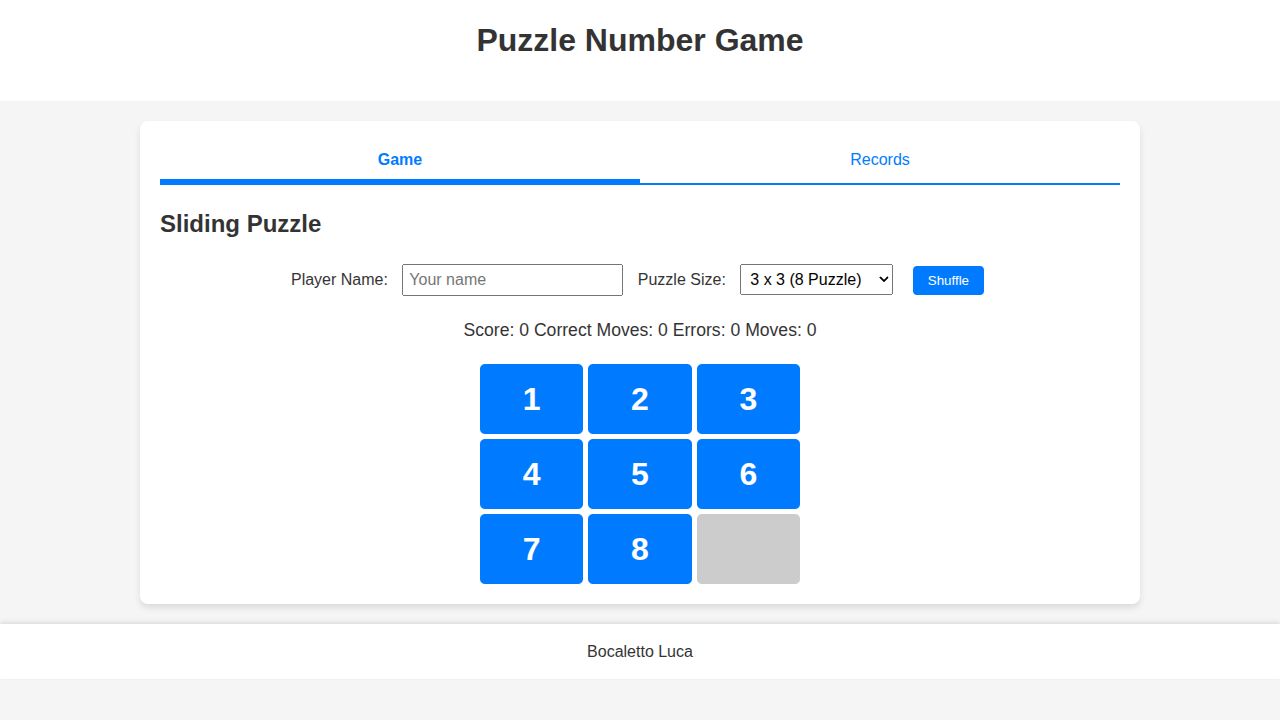 Puzzle Numbers running on PLAY (desktop)
