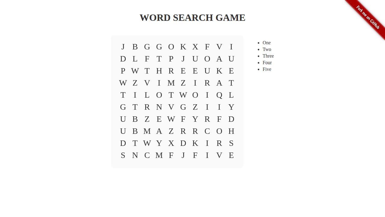 Word Search running on PLAY (desktop)