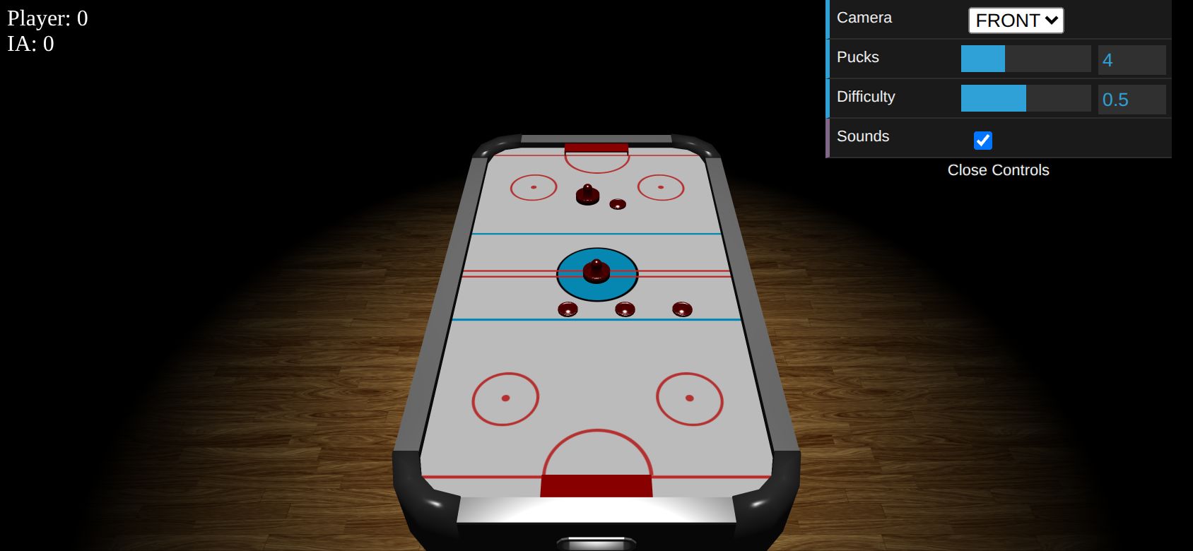 Air Hockey WebGL running on PLAY (phone)