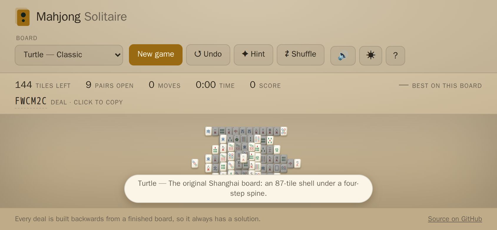 Mahjong Solitaire (Six Boards) running on PLAY (phone)