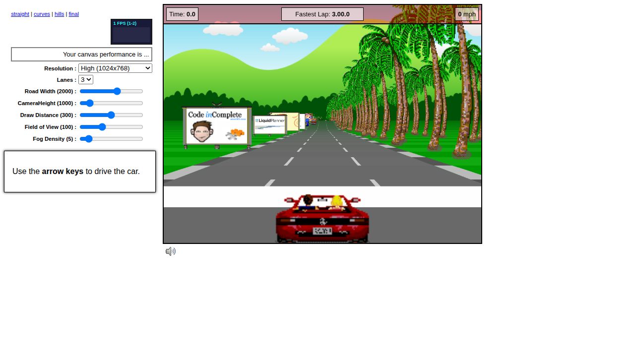 Javascript Racer running on PLAY (desktop)