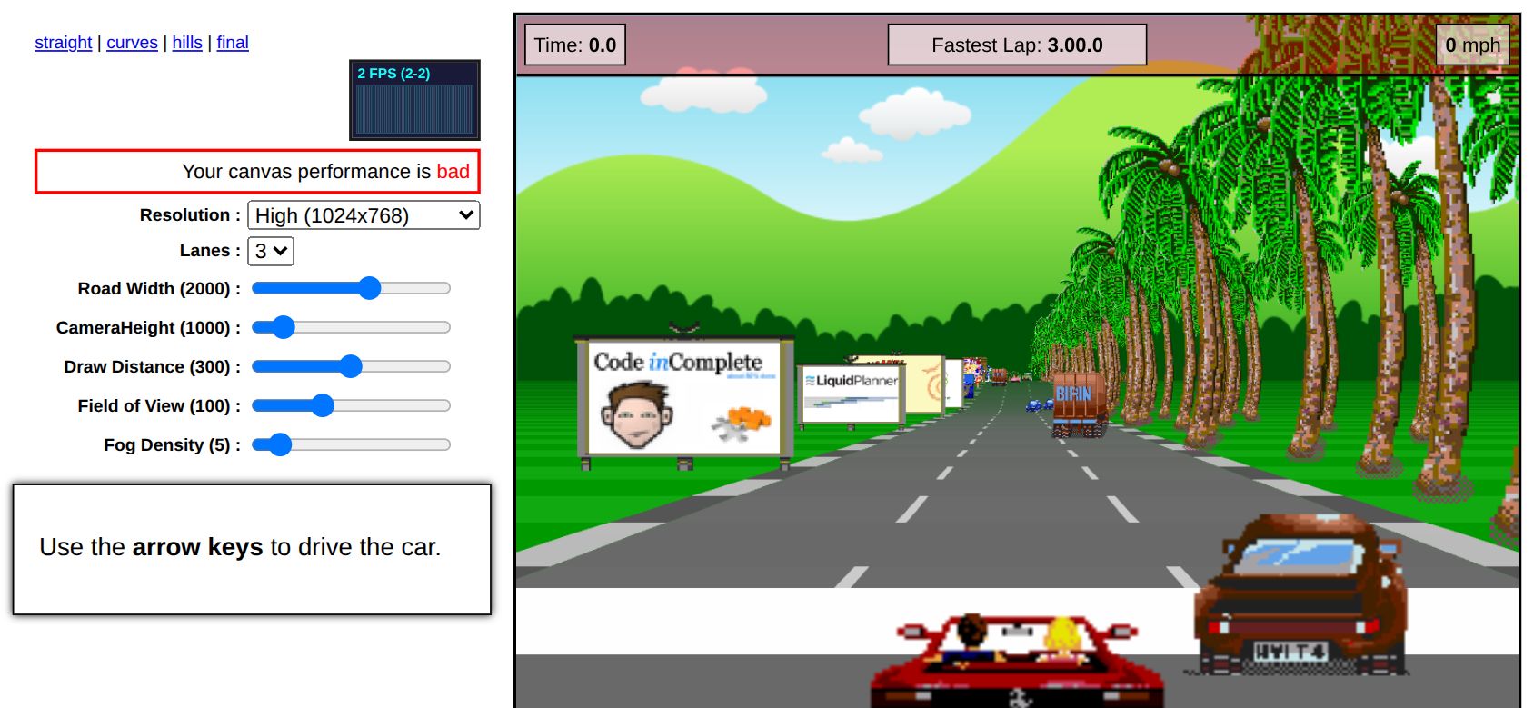 Javascript Racer running on PLAY (phone)