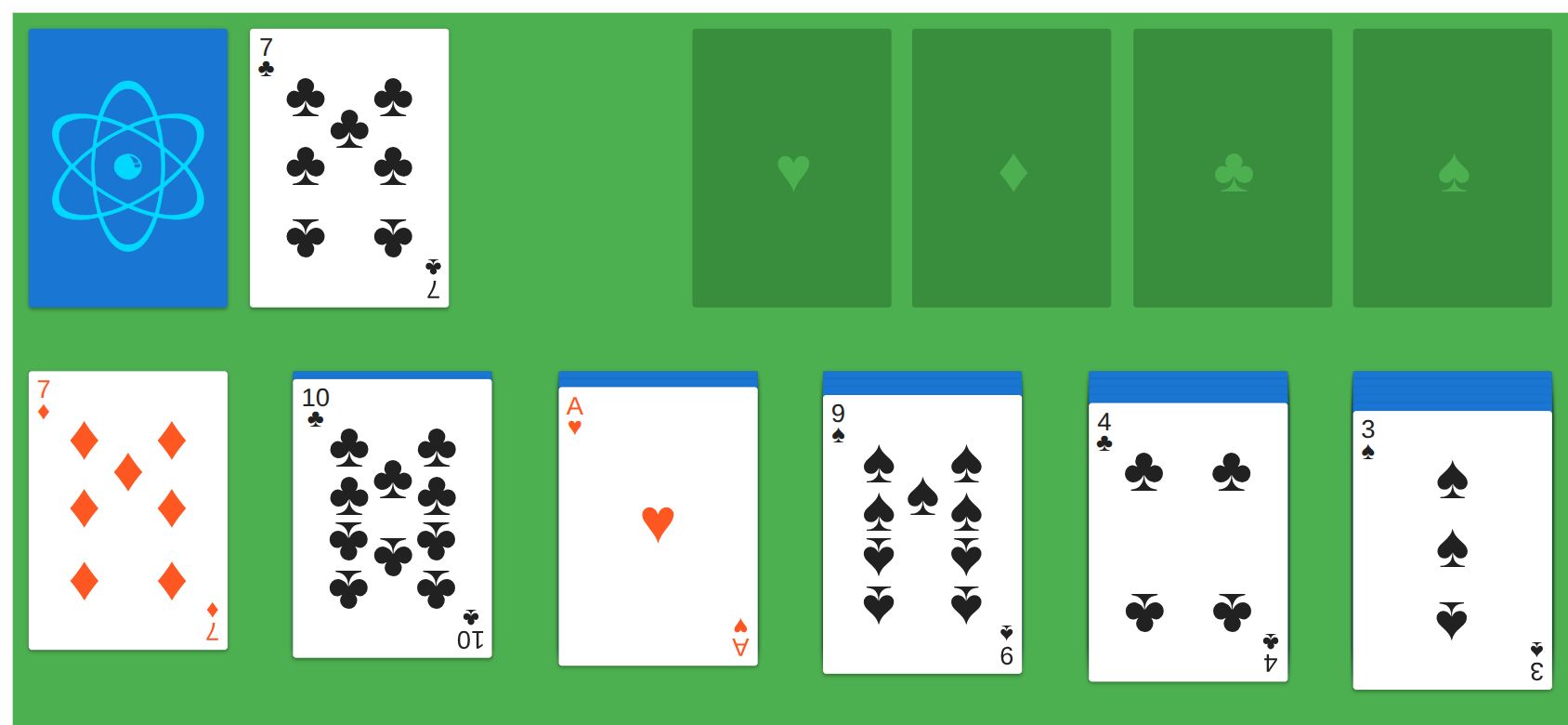 React Solitaire running on PLAY (phone)
