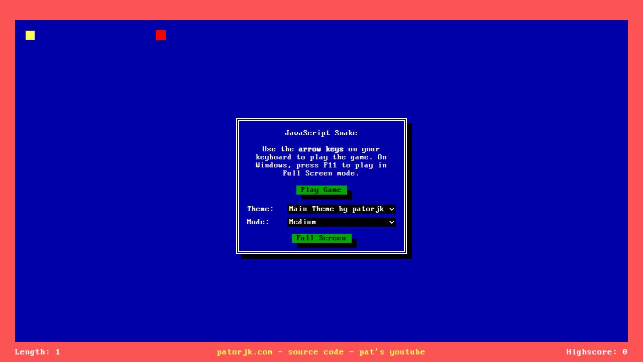 JavaScript Snake running on PLAY (desktop)