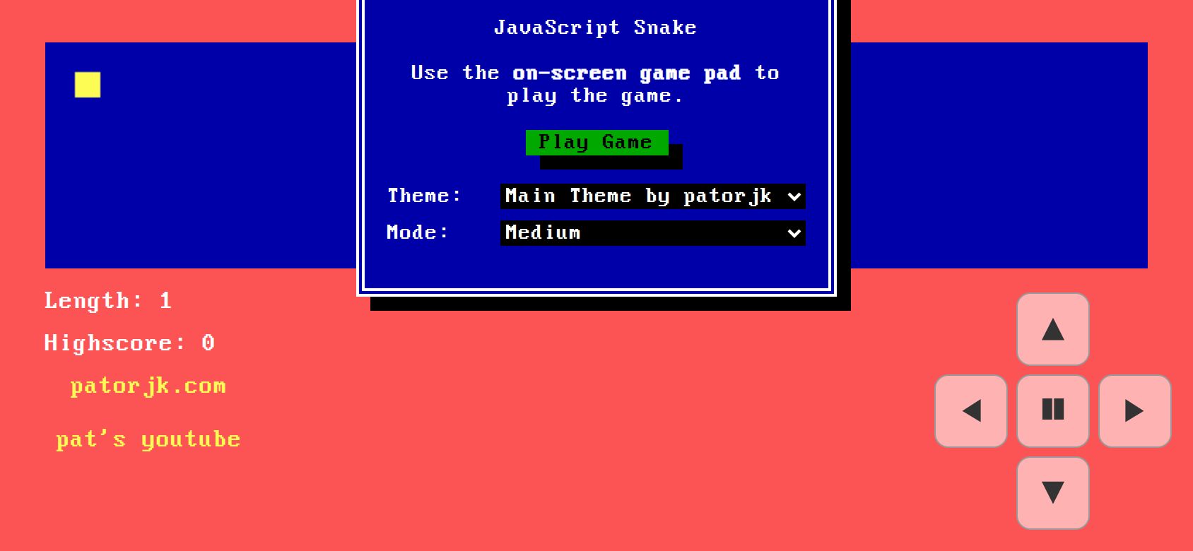 JavaScript Snake running on PLAY (phone)