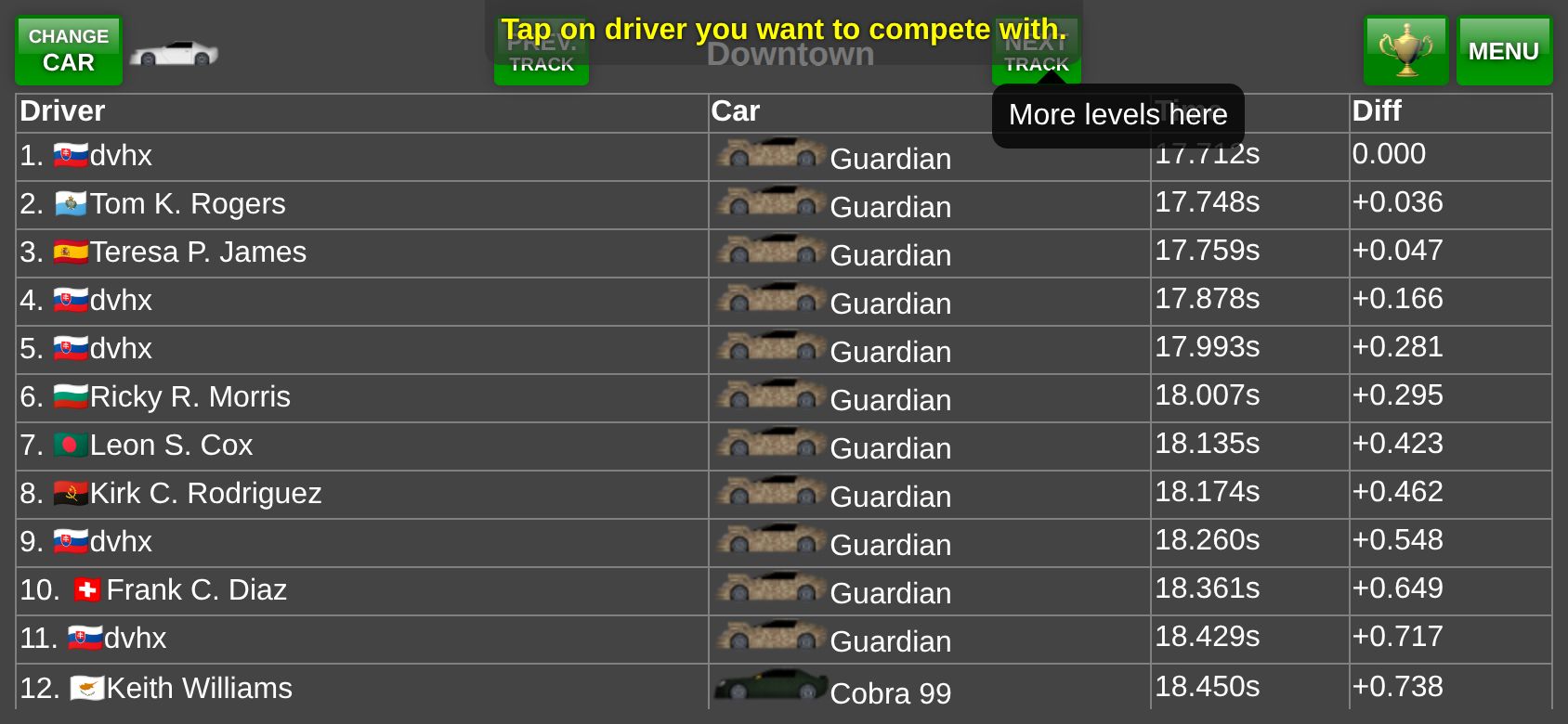 Ghost Car Challenge running on PLAY (phone)