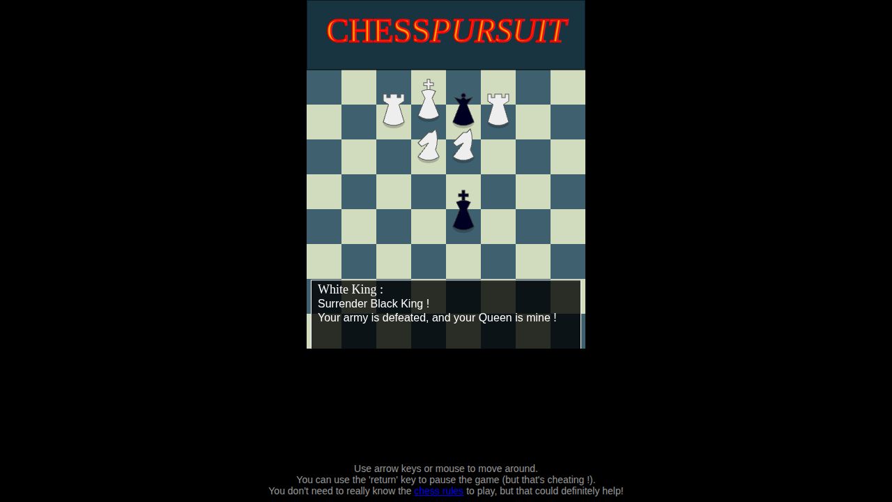 Chess Pursuit running on PLAY (desktop)