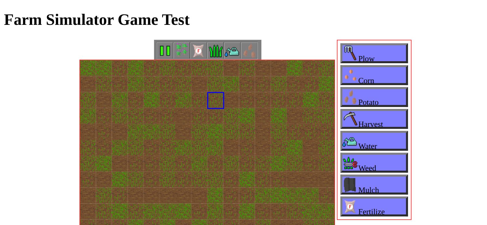 FarmSim running on PLAY (phone)