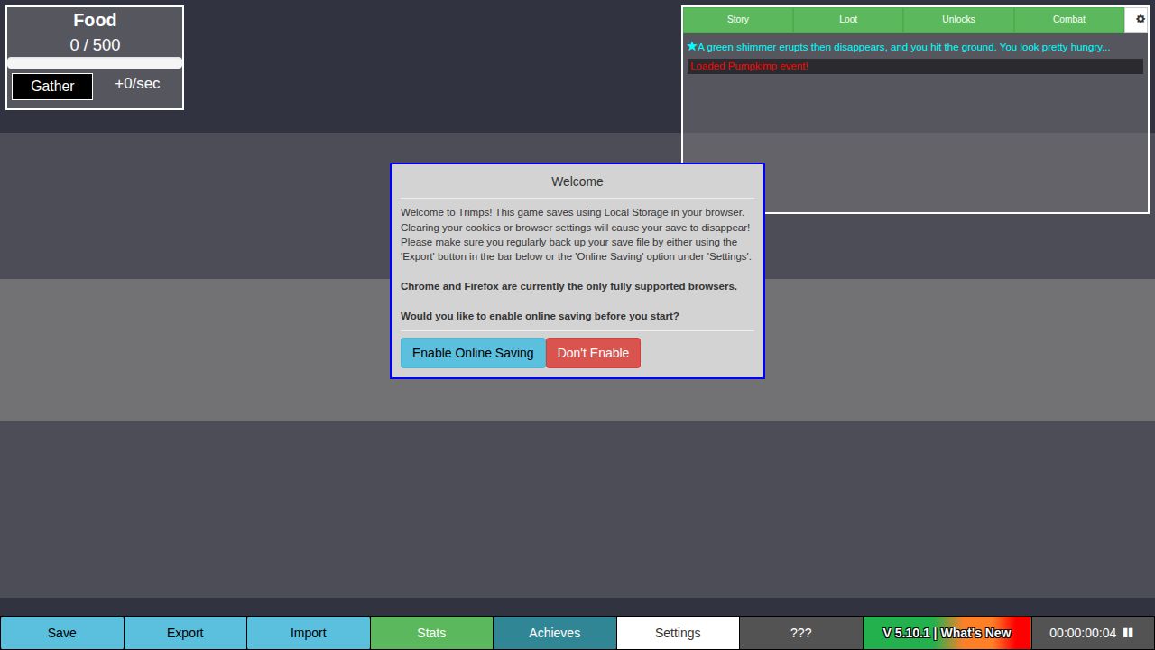 Trimps running on PLAY (desktop)