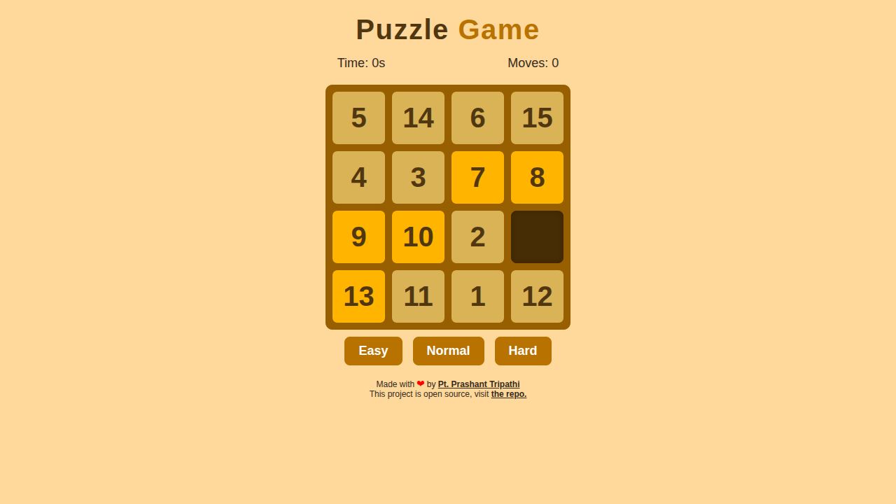 Sliding Puzzle running on PLAY (desktop)