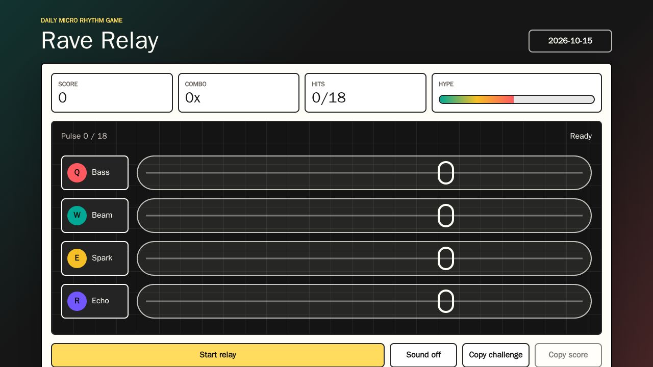 Rave Relay running on PLAY (desktop)