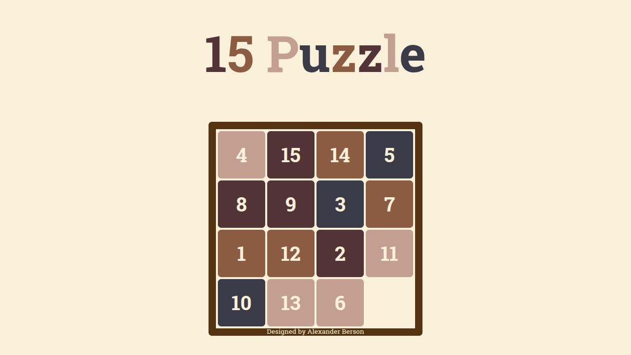 15 Puzzle running on PLAY (desktop)
