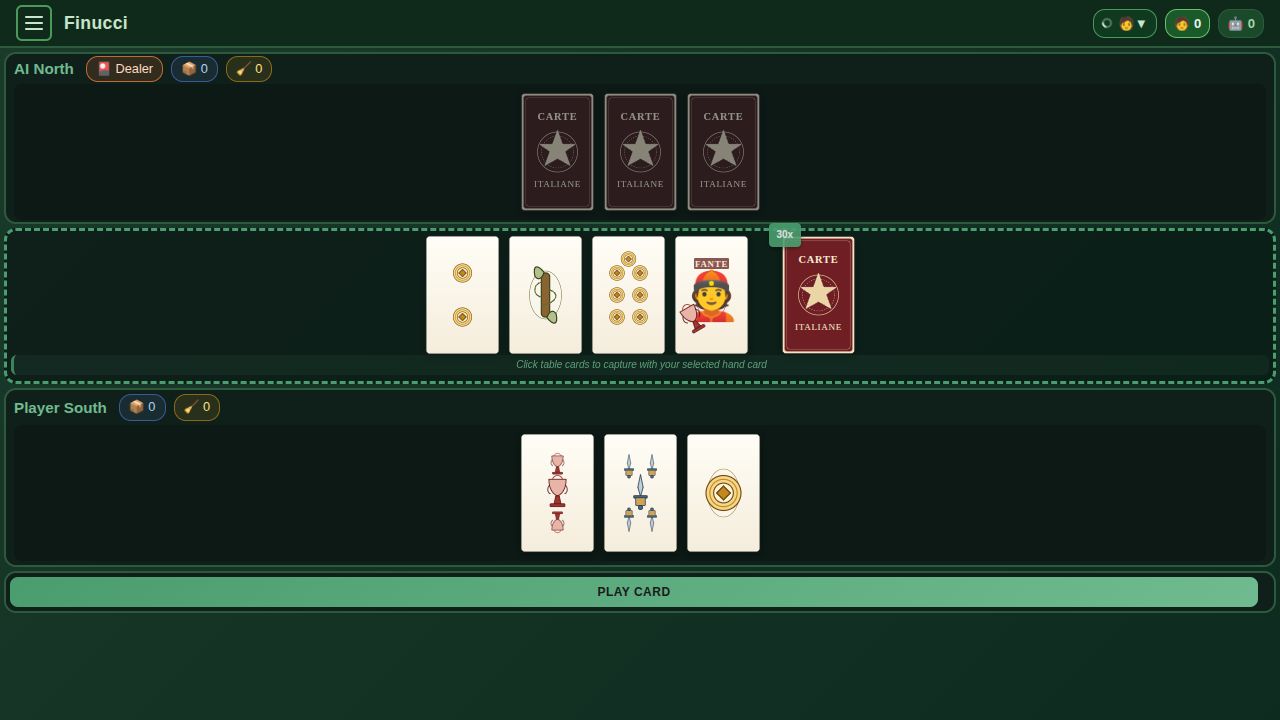 Finucci running on PLAY (desktop)