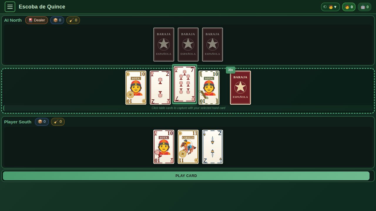 Escoba de Quince running on PLAY (desktop)