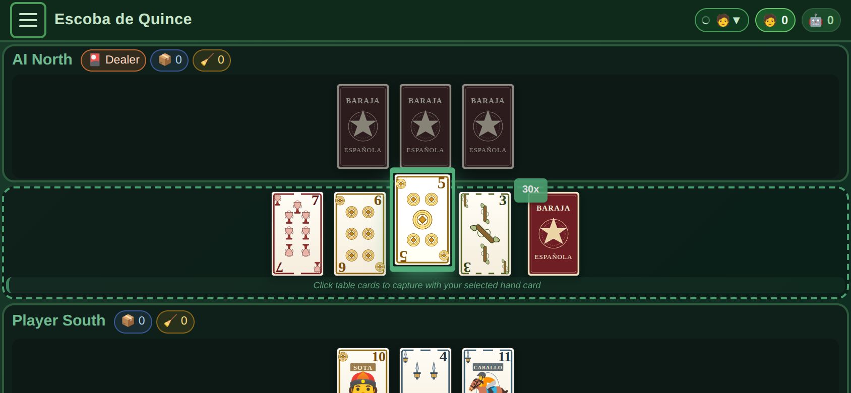Escoba de Quince running on PLAY (phone)