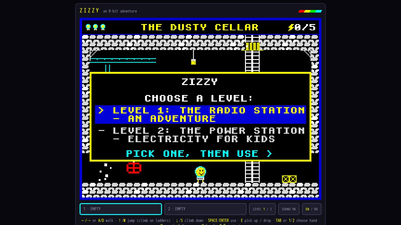 Zizzy running on PLAY (desktop)