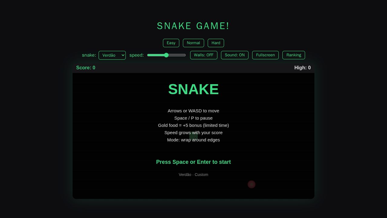 Snake (Cobrinha) running on PLAY (desktop)