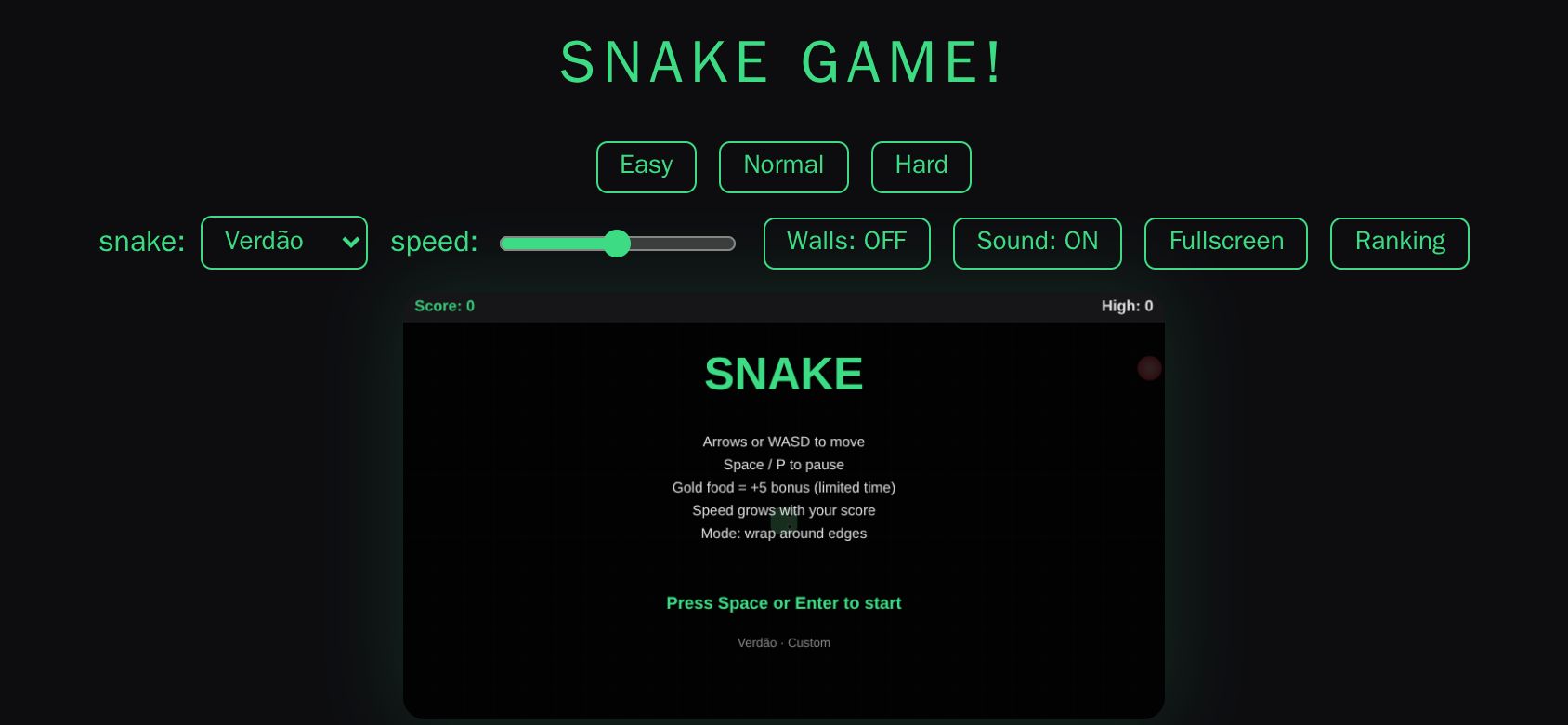 Snake (Cobrinha) running on PLAY (phone)
