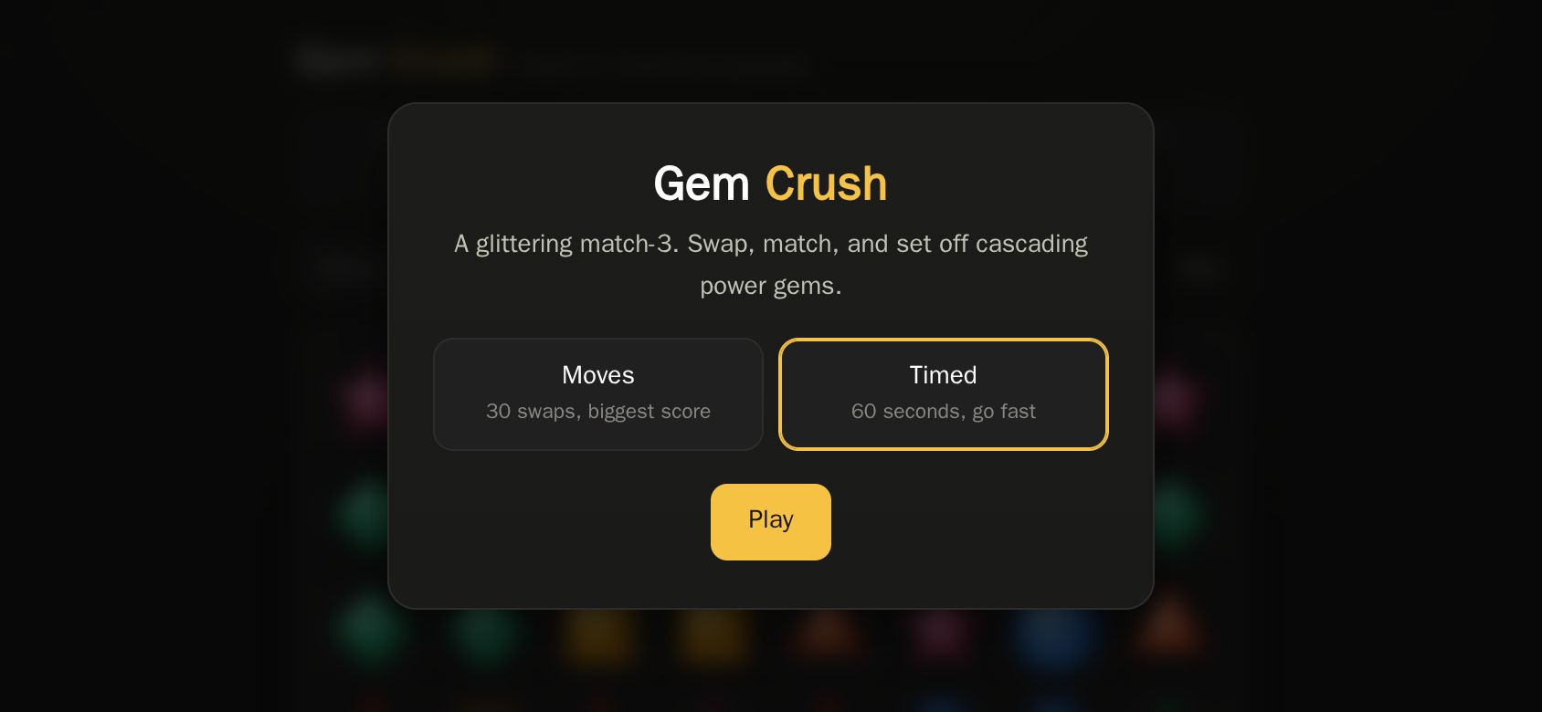 Gem Crush running on PLAY (phone)