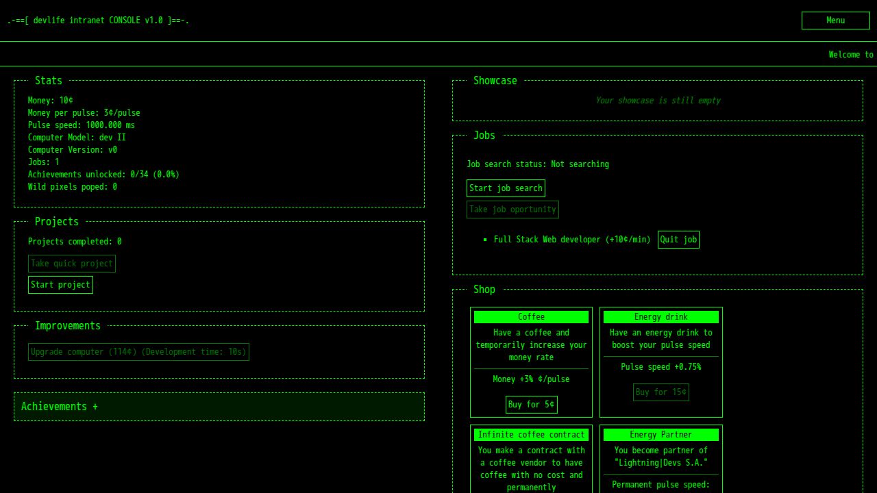 DevLife running on PLAY (desktop)
